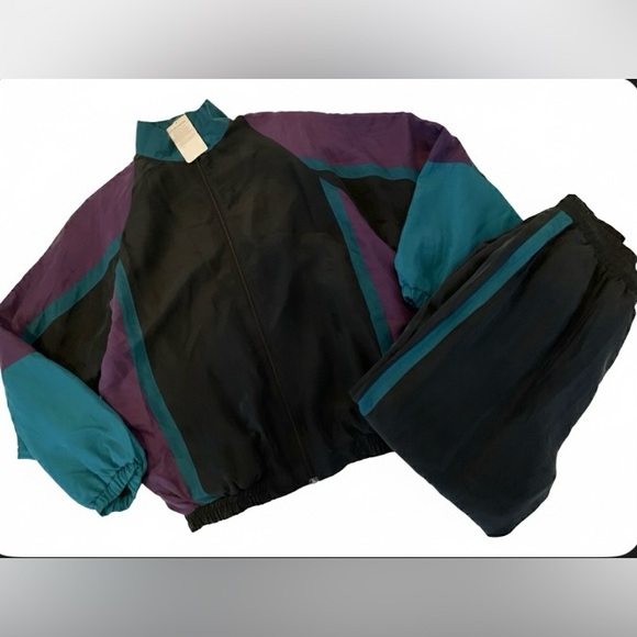 Vintage 90’s Silk Express Colorblock Tracksuit Set Oversized/Baggy NPT - Picture 2 of 16